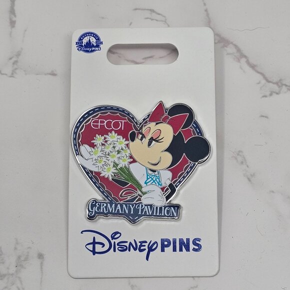 Disney Parks Epcot Heart Minnie Mouse Flower Germany Pavilion Pin - Picture 2 of 3